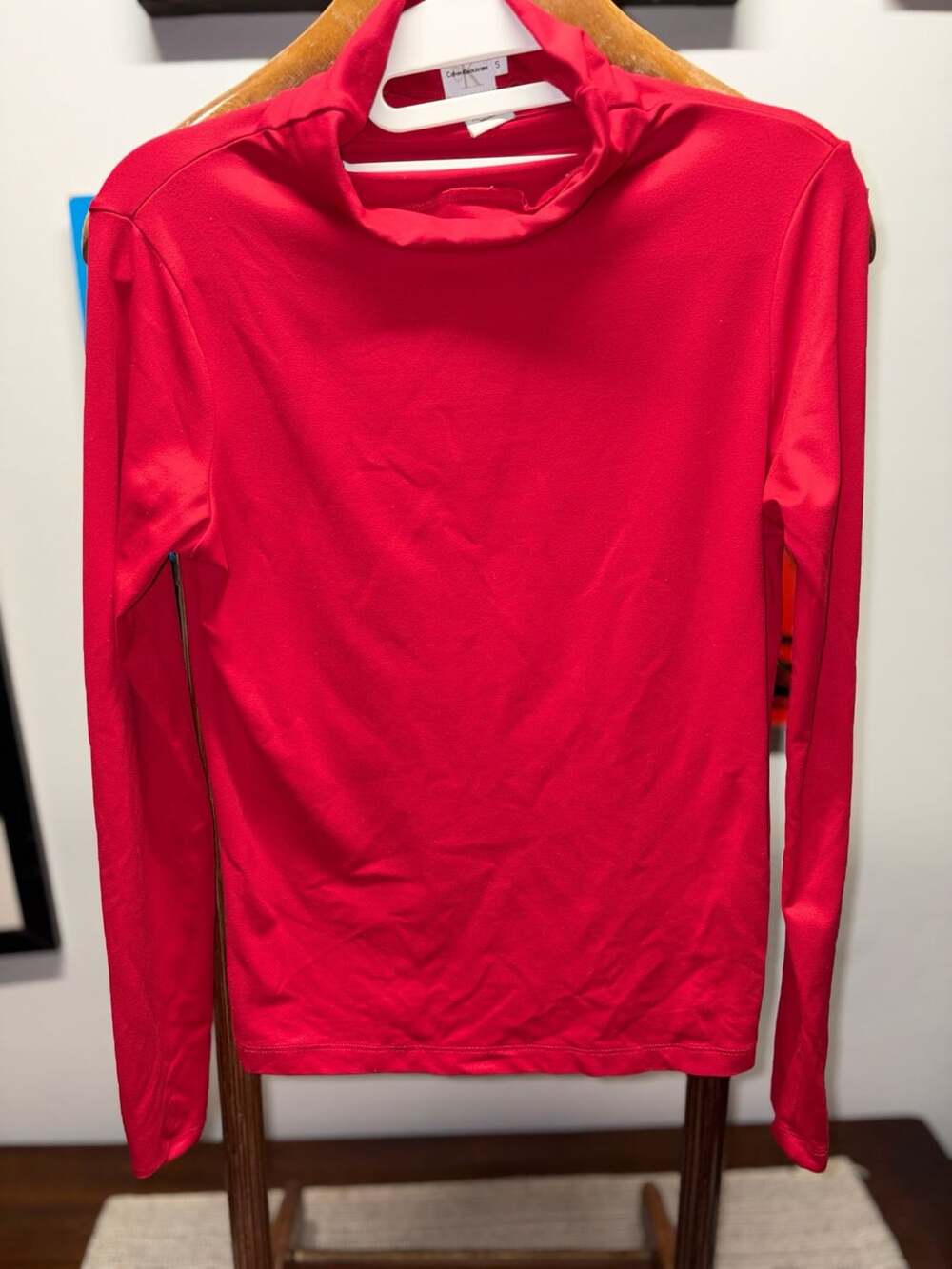 Calvin Klein Jeans Mock Neck Size S Red Long Sleeve Top